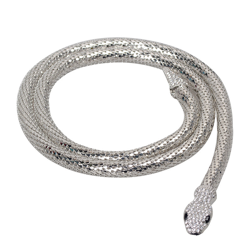 Silver Snake Rhinestone Necklace