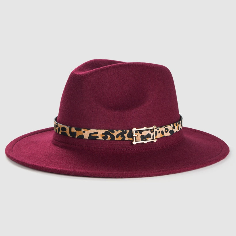 Burgundy Leo Buckle Fedora
