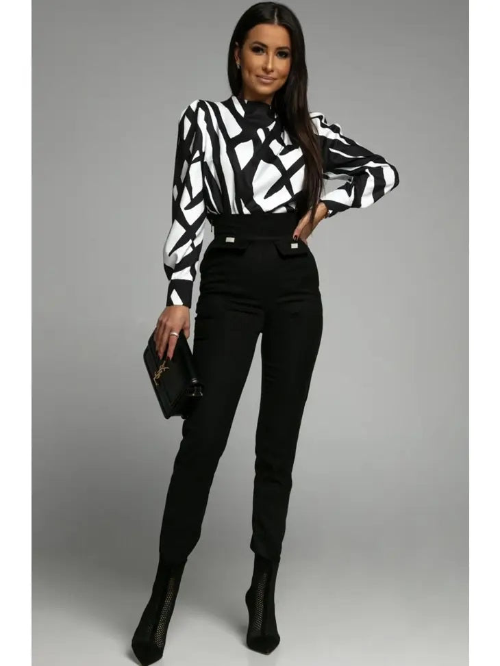 Abstract Satin Blouse