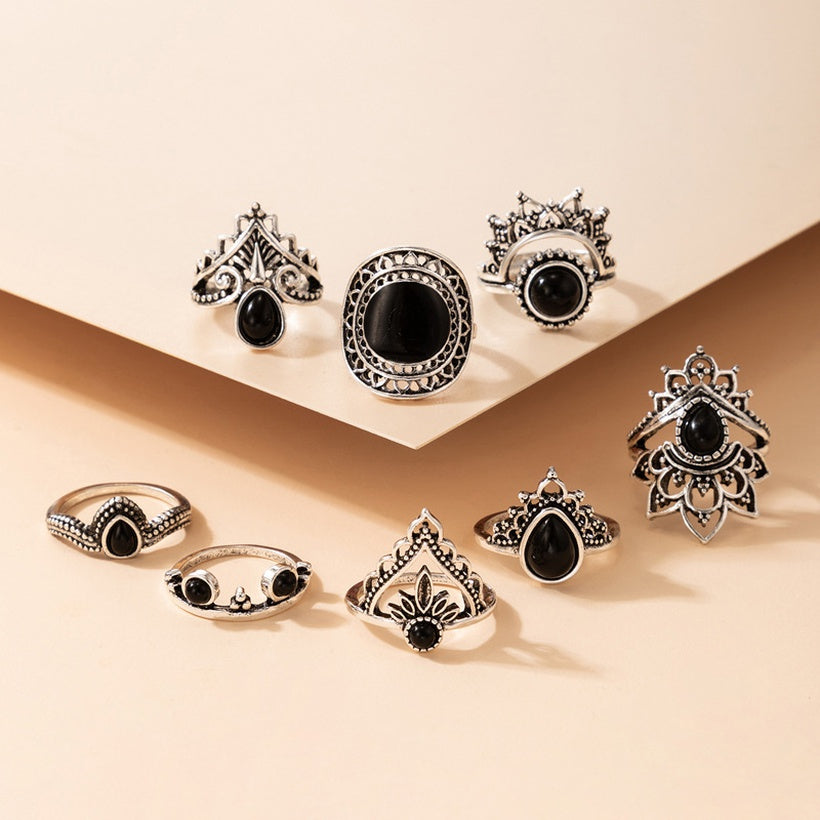 Retro Geometric Ring Set