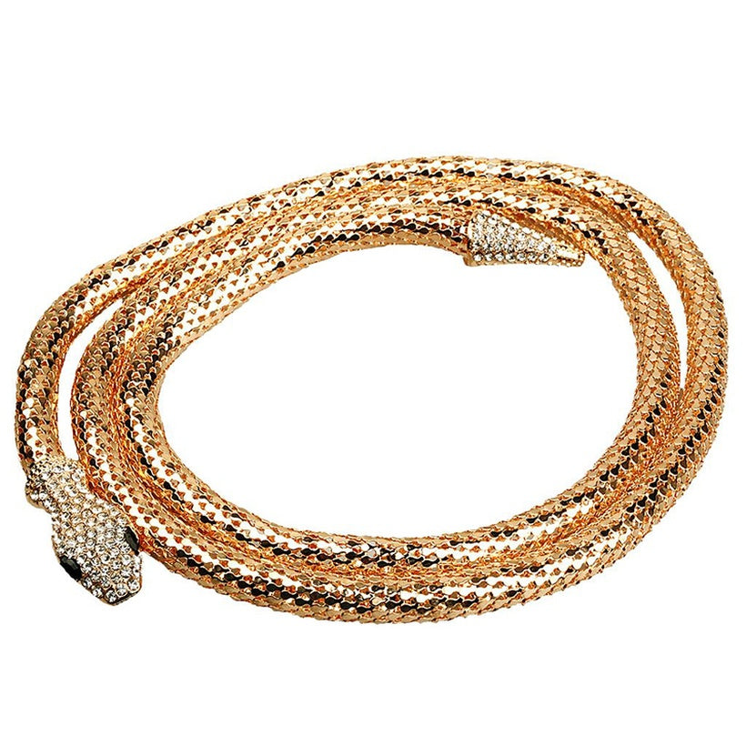 Gold Snake Rhinestone Necklace