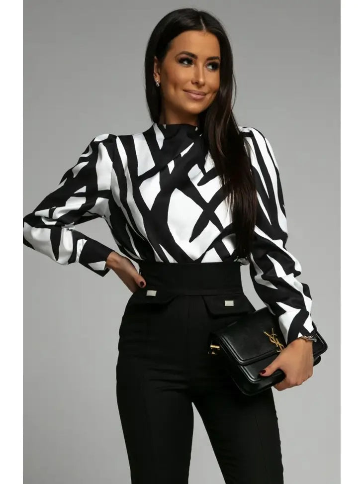 Abstract Satin Blouse